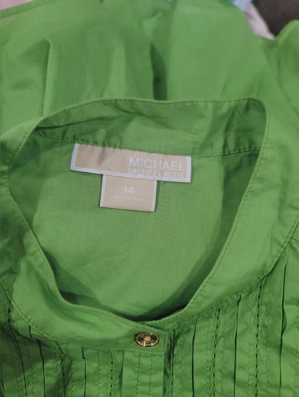 Michael Kors Lime Green Sleeveless Shirt Dress with Gold Chain Belt
